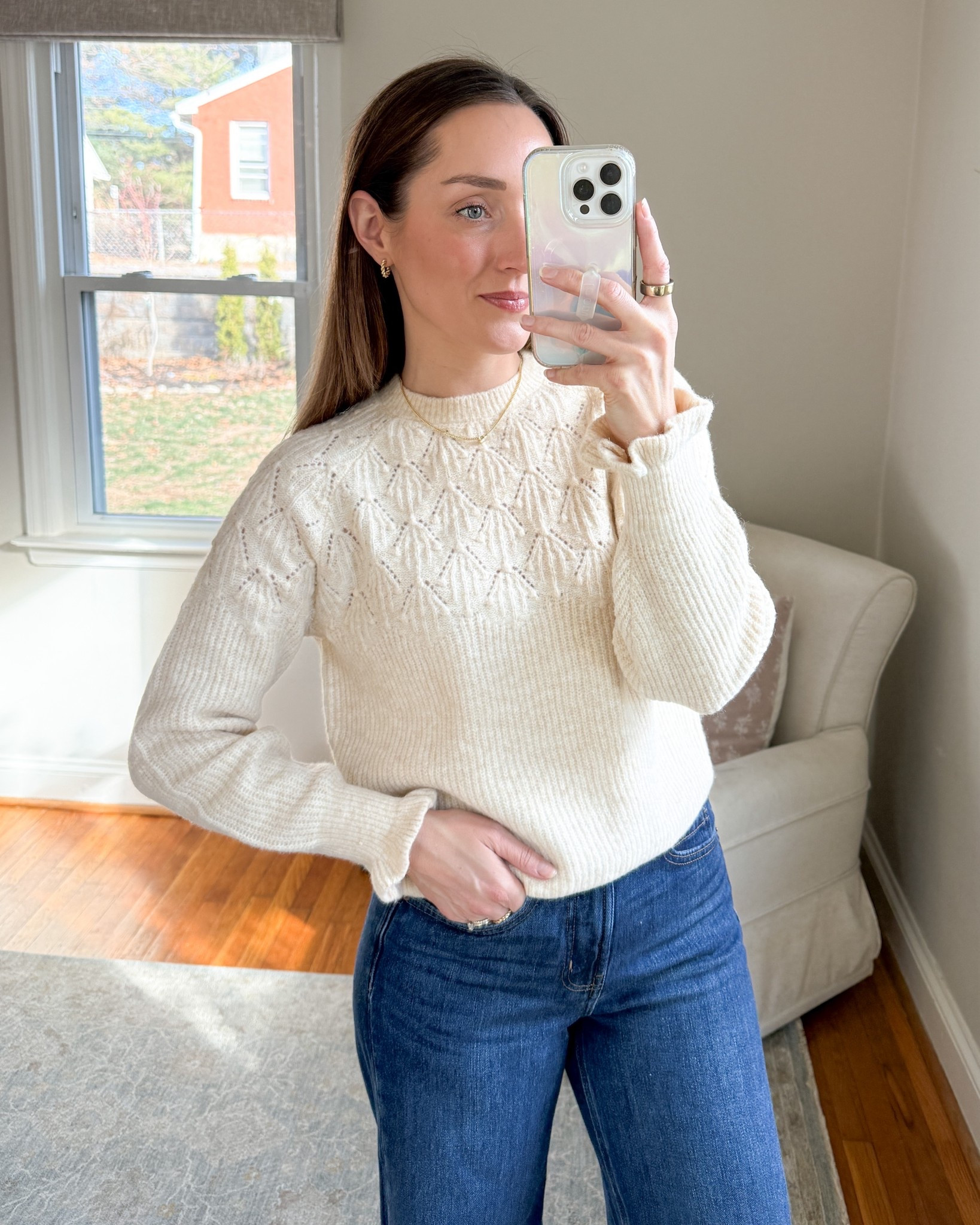 This adorable sweater is on sale for $27.49 today! Wearing XS. 