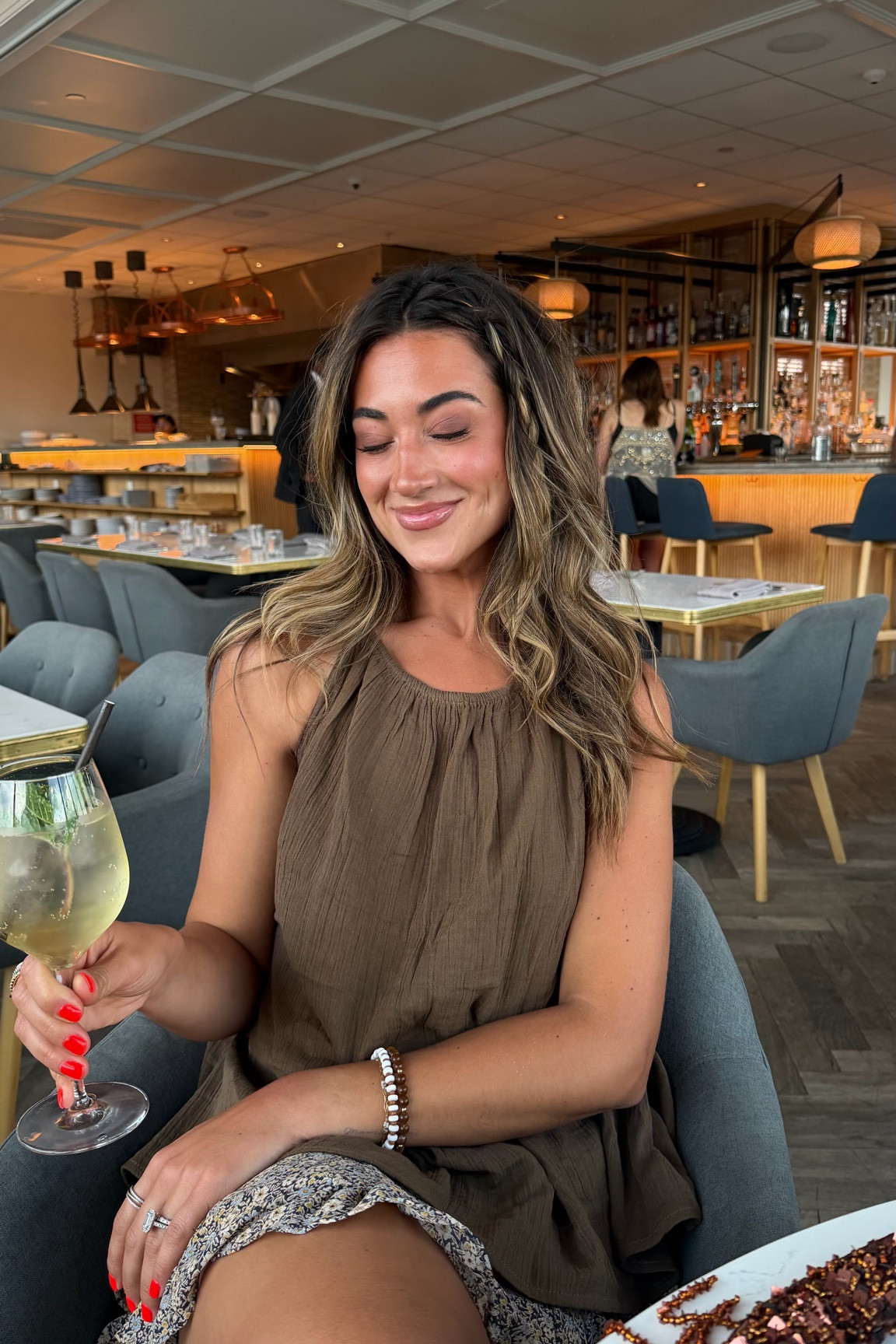Happiest with a Hugo in hand - this skirt is really old! 