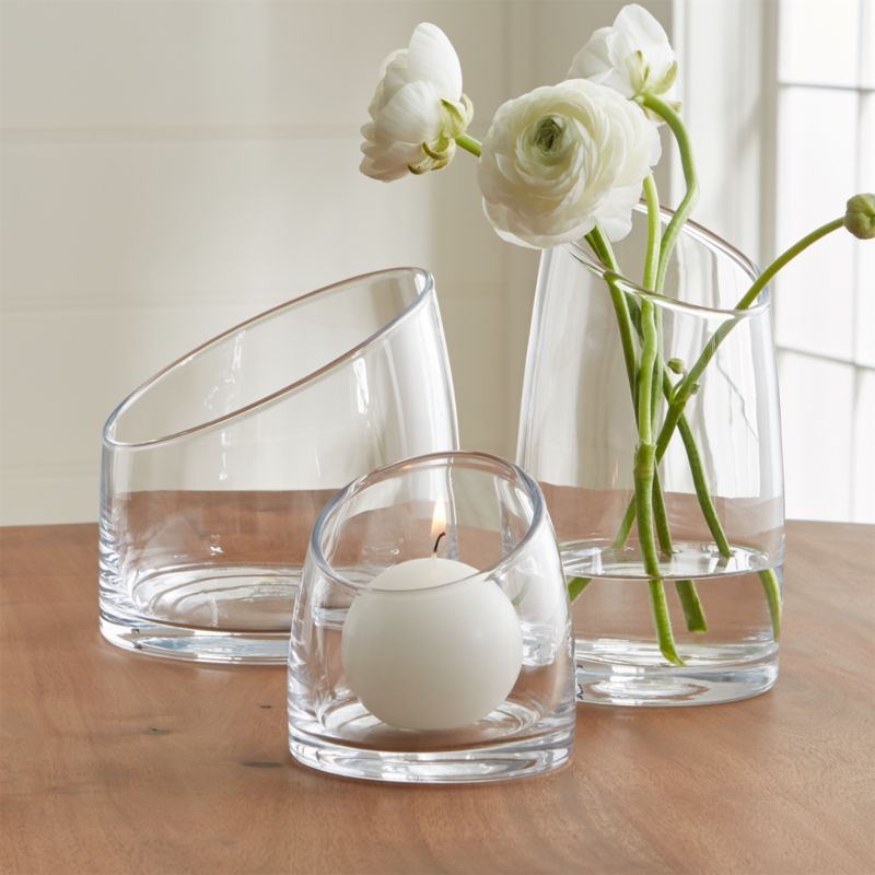 Slant Glass Vases | Crate & Barrel | Crate & Barrel