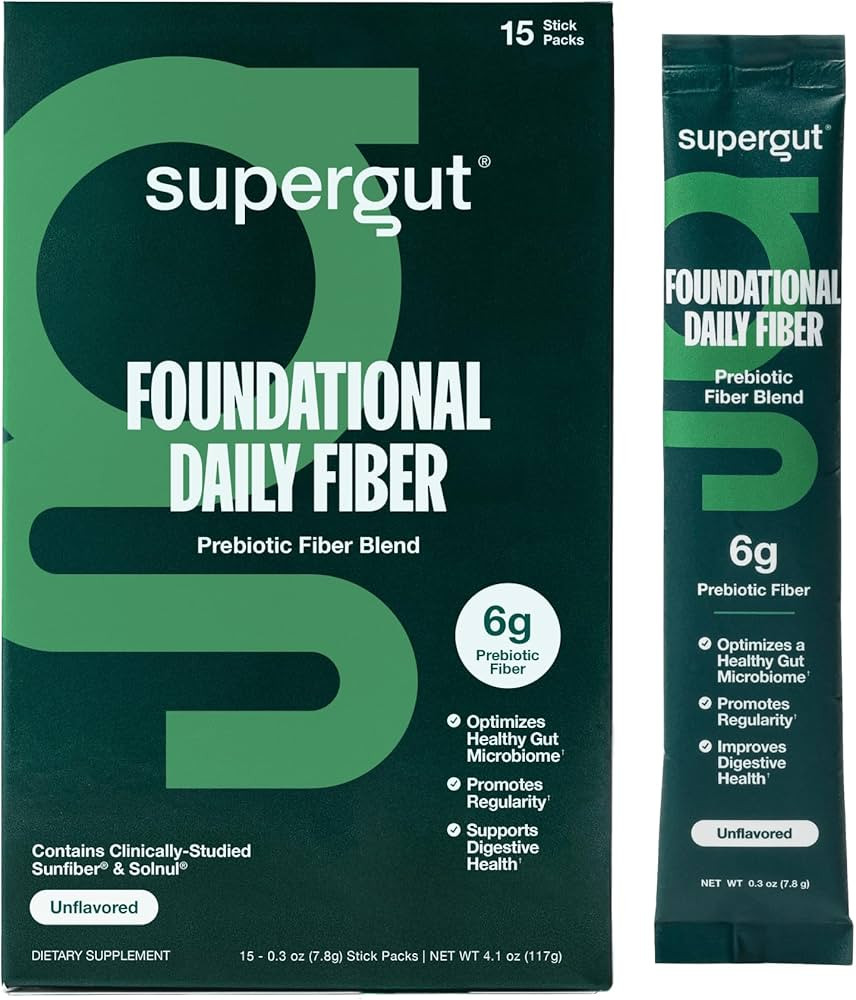 Supergut Foundational Daily Fiber, Vegan & Sugar Free Prebiotic Powder Blend for Gut Health & Dig... | Amazon (US)