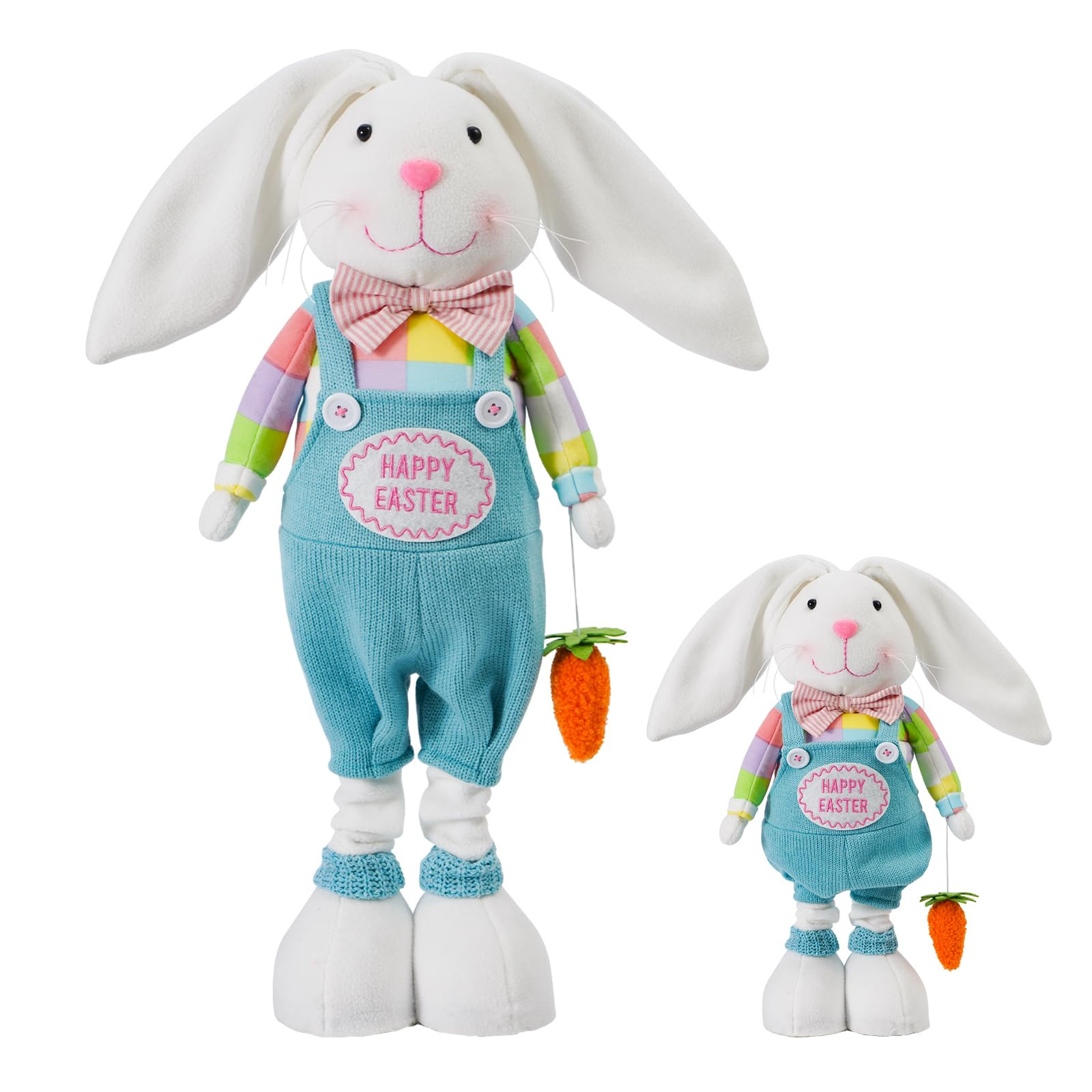 Easter Decorations Rabbit Bunny Plush Decor Handmade Easter Standing Sign Retractable Long Leg Cu... | Amazon (US)