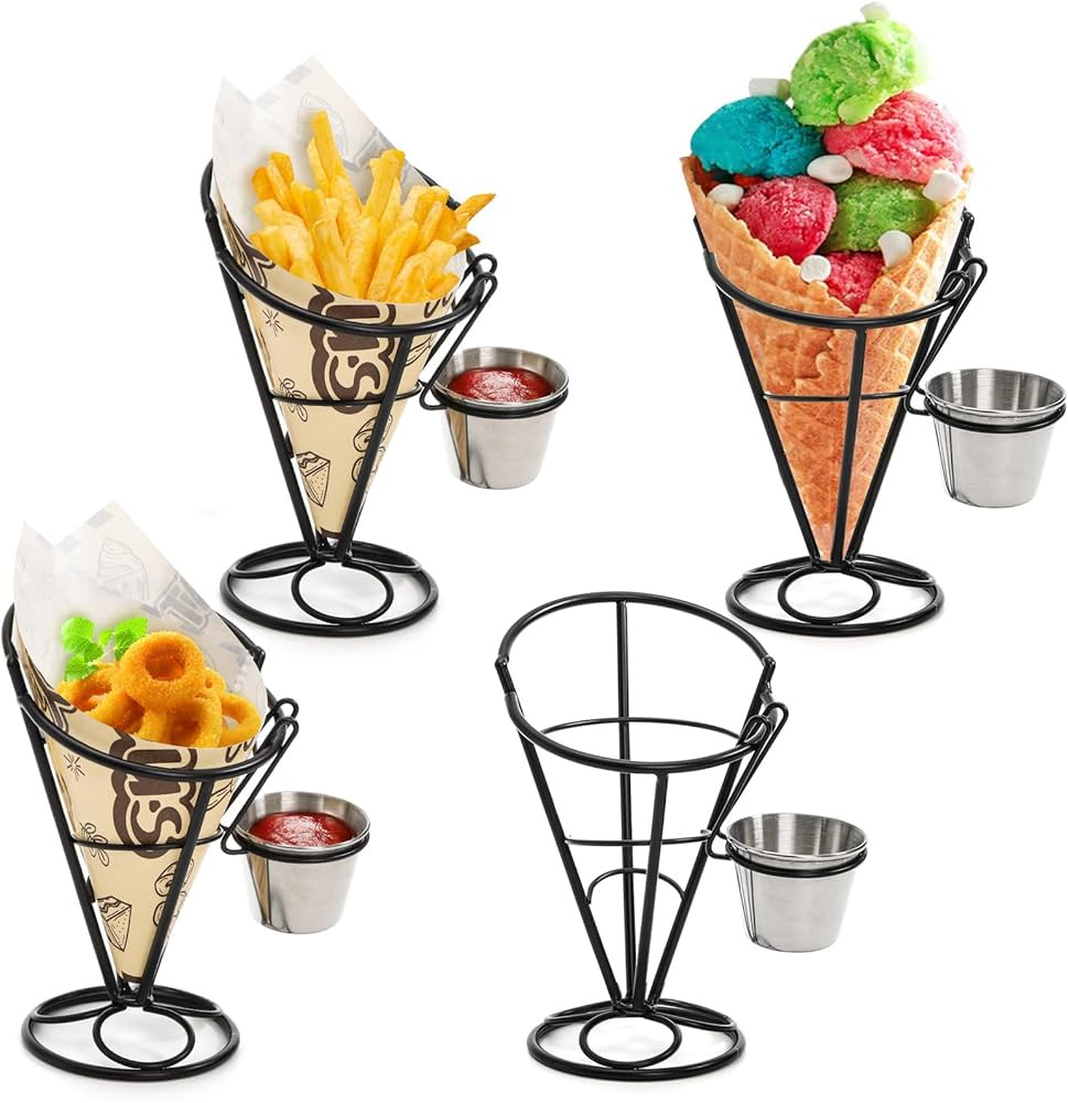 Yopay 4 Pack French Fry Holder, Update Sturdy French Fry and Sauce Holder Set, Individually Ice C... | Amazon (US)