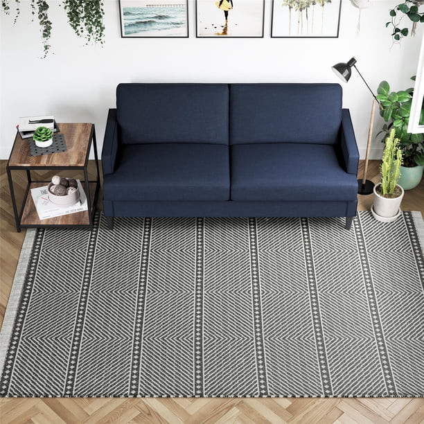 Queer Eye District Geometric Eco-Friendly Area Rug, 5'3" x 7'0", Black/Ivory | Walmart (US)