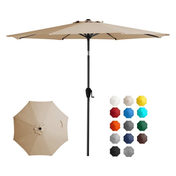 FUNDAZE 10FT Market Patio Umbrella with Push-Button Tilt and Crank Elevator, UV-Shield Canopy Ide... | Walmart (US)