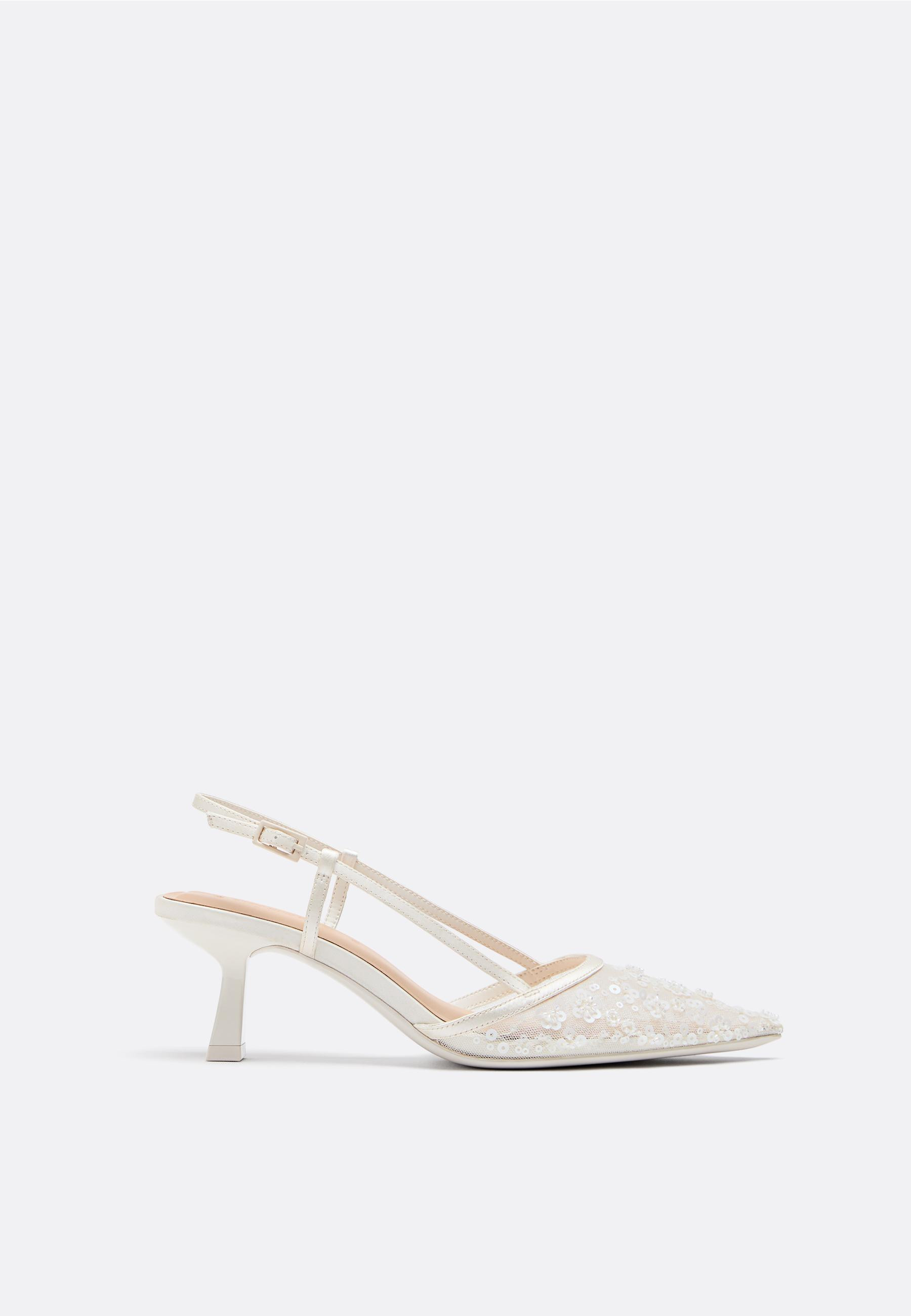 Rhinestone mesh kitten heel shoes - Women's fashion | Stradivarius United Kingdom | Stradivarius (UK)