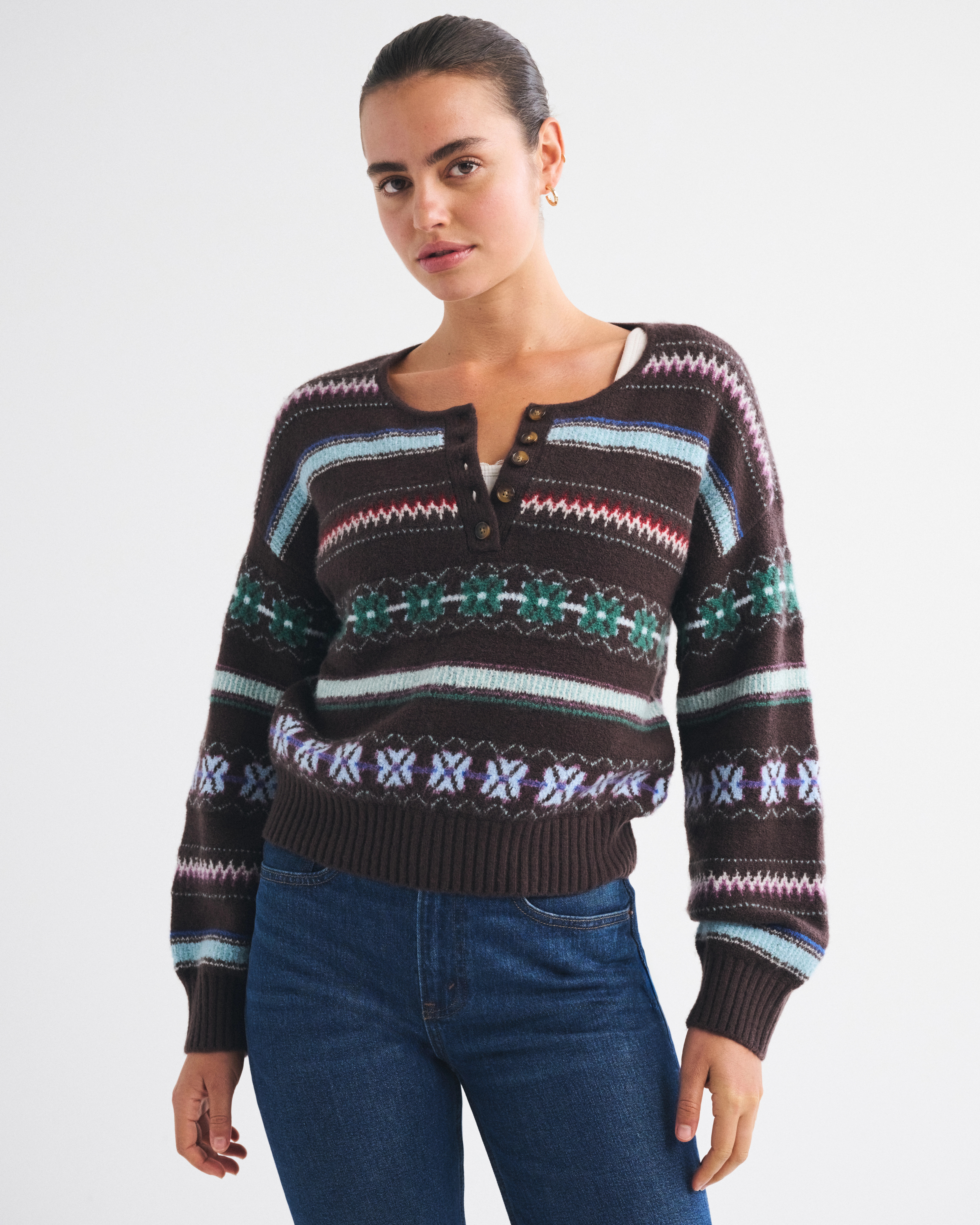 Merino Wool-Blend Henley Sweater | Abercrombie & Fitch (US)