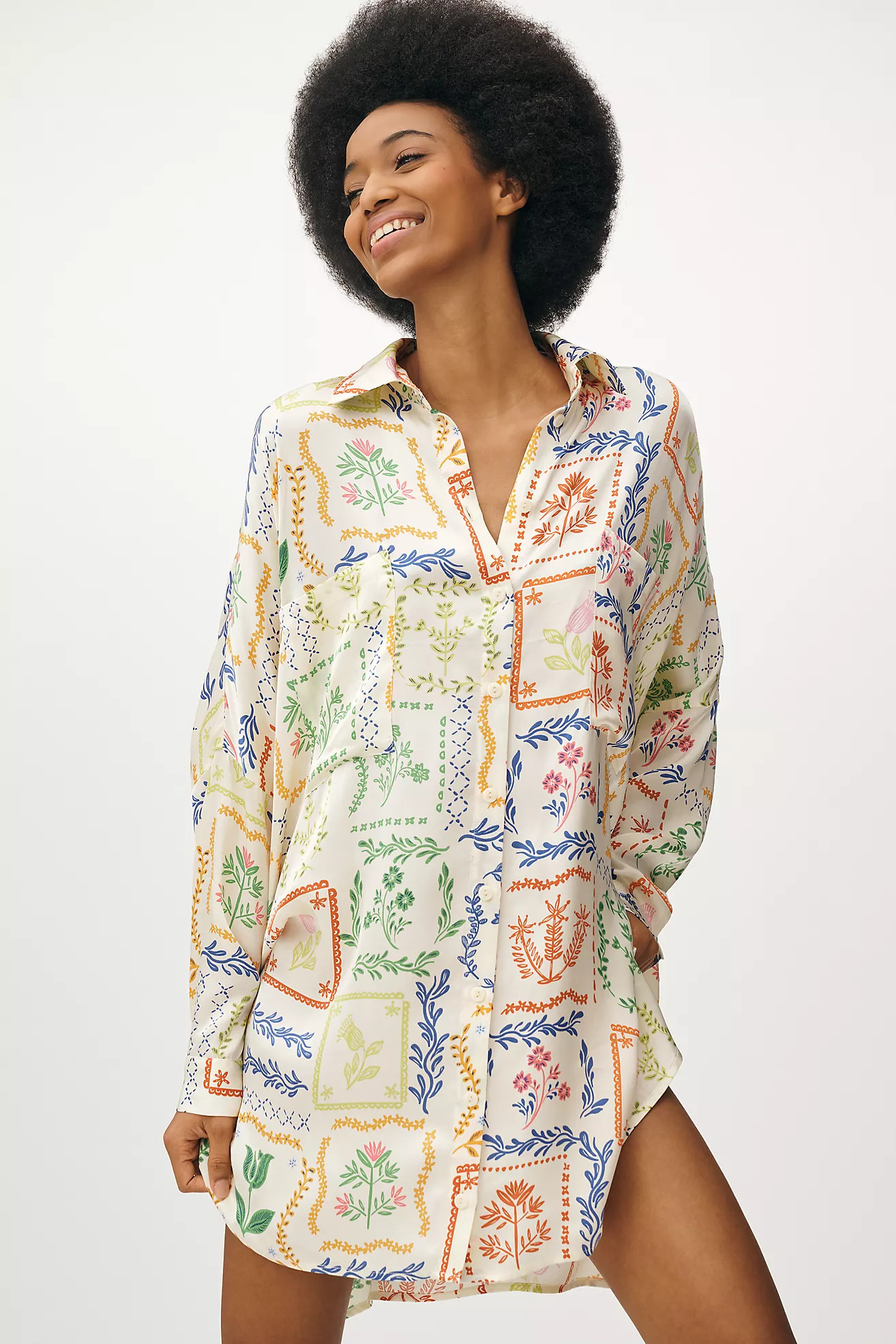 Corey Lynn Calter Long-Sleeve Printed Mini Shirt Dress | Anthropologie (US)
