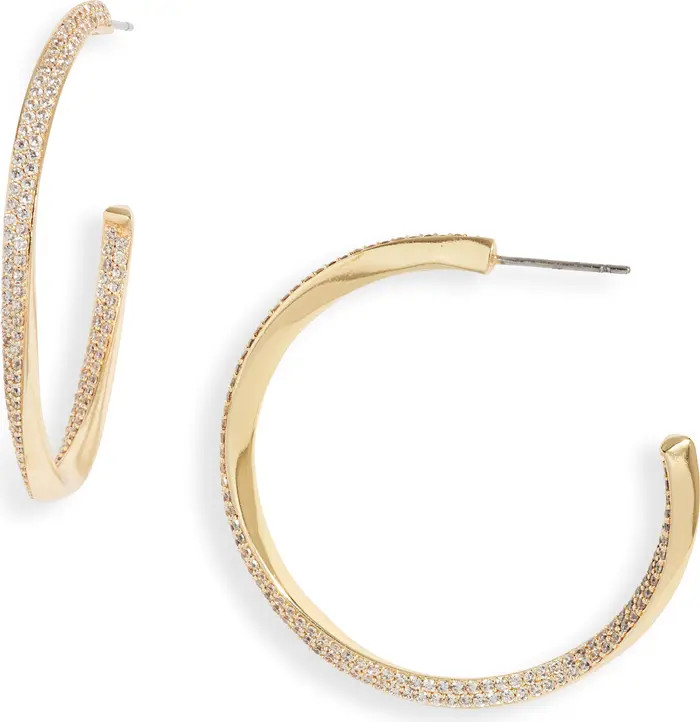Ella Pavé Twist Hoop Earrings | Nordstrom