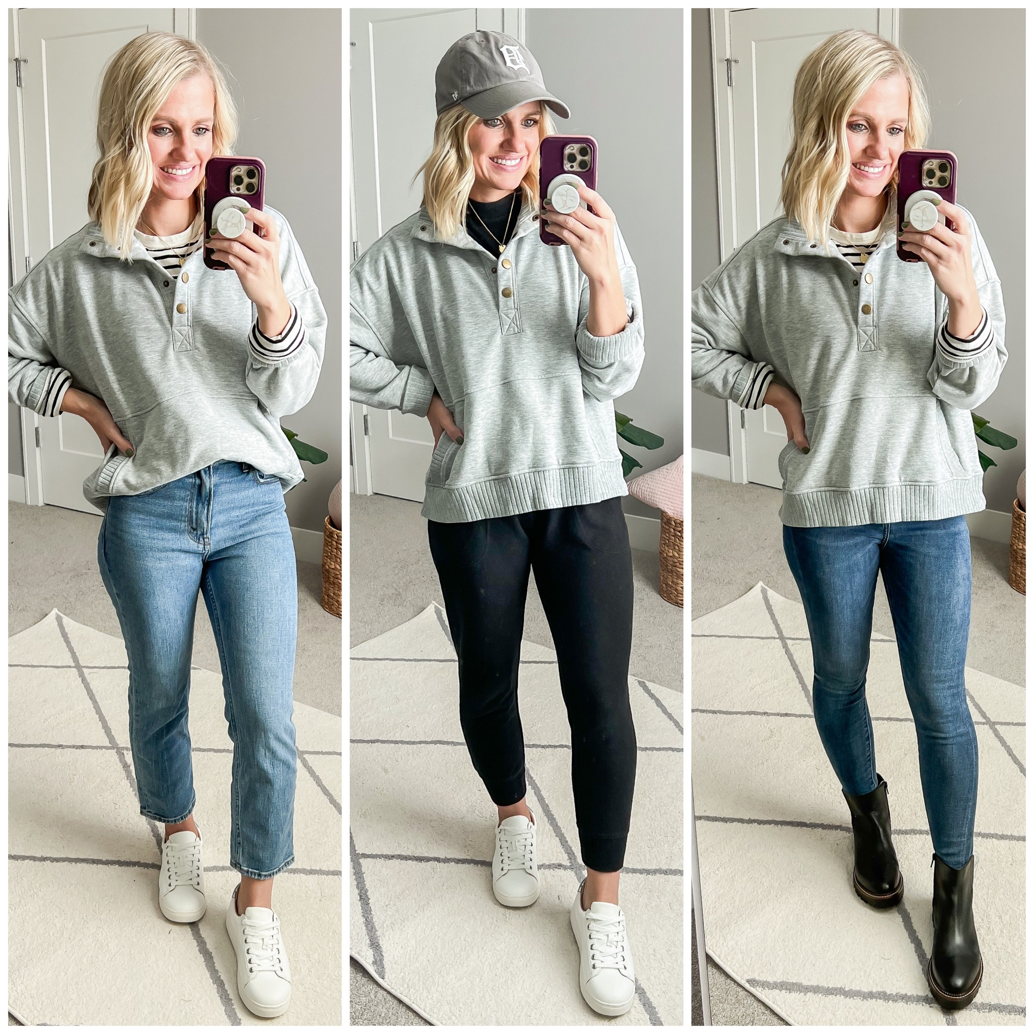Outfit ideas from mom-friendly winter capsule wardrobe. Head over to thriftywifehappylife.com for more details!

#LTKstyletip #LTKSeasonal #LTKfindsunder100