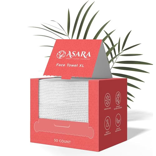 Clean Face Towels Disposable XL Facial Wipes | Add Water As a Makeup Remover | Sensitive Skin Face Towels | Organic Vegan Biodegradable - Clean Daily Towelettes (50 Count) | by Asara | Amazon (US)