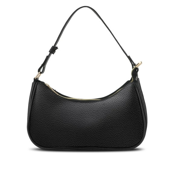 TSV Shoulder Bag for Women, Small Leather Handbag with Zipper Closure, Black | Walmart (US)