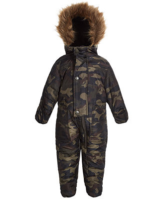 Baby Boys Camo-Print Snowsuit with Hood | Macys (US)