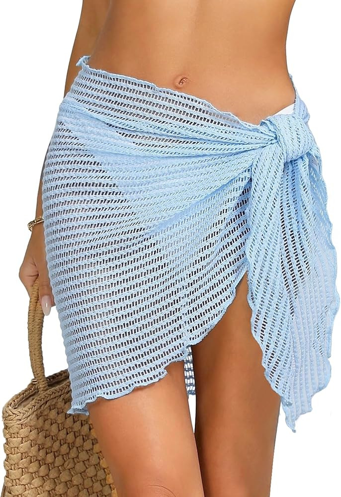 Tournesol Women's Sarong Crochet Cover Up Skirt Short Beach Wrap Skirts Sheer Bikini Bathing Suit... | Amazon (US)