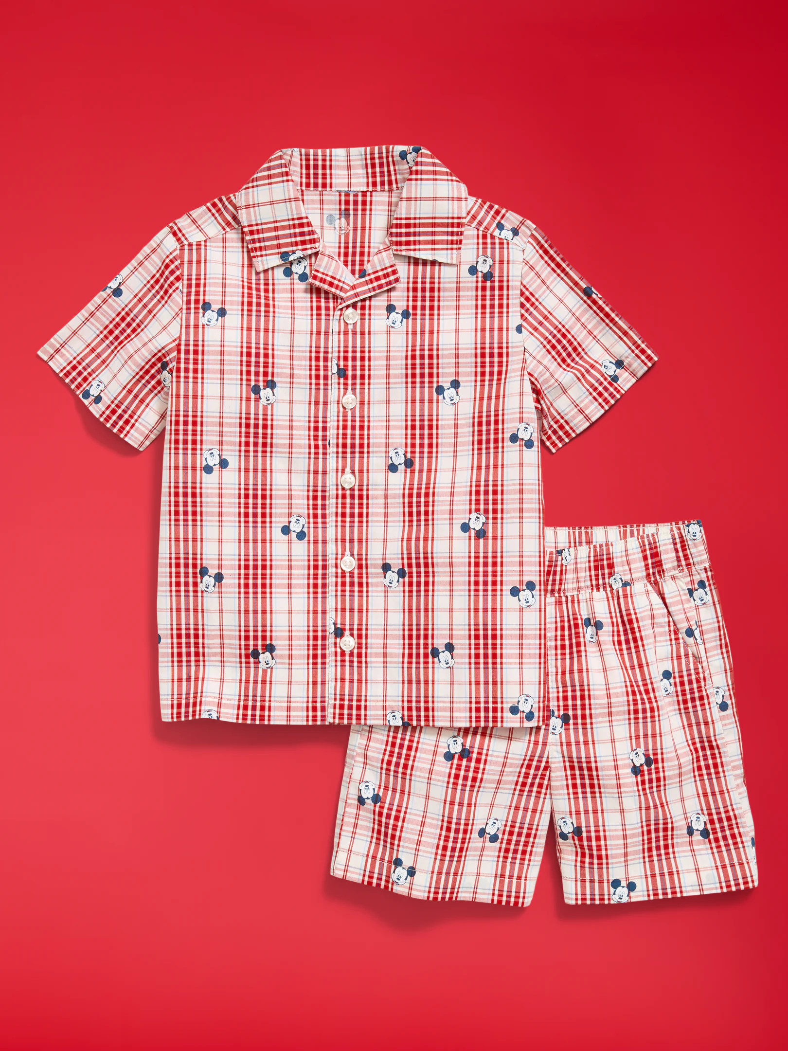 Old Navy x Disney Mickey Mouse Short-Sleeve Plaid Shirt and Shorts Set for Toddler Boys | Old Navy (US)