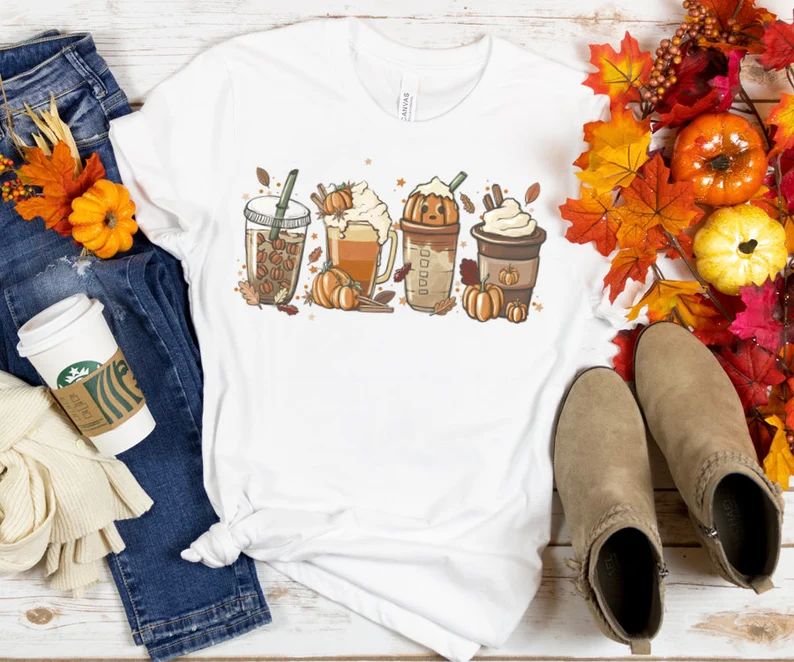 Fall Coffee Shirt Cute Fall Sweatshirt Coffee Lover Tee - Etsy | Etsy (US)