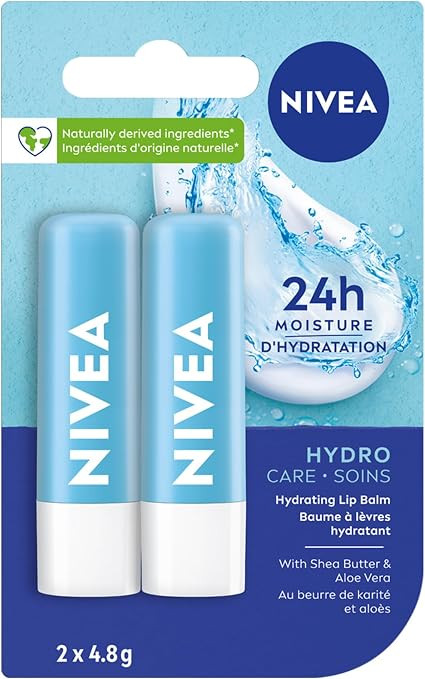 NIVEA Hydro Care Lip Balm, (2 X 4.8g) | Made with Aloe Vera & Shea Butter, 24H Hydration, Transpa... | Amazon (CA)