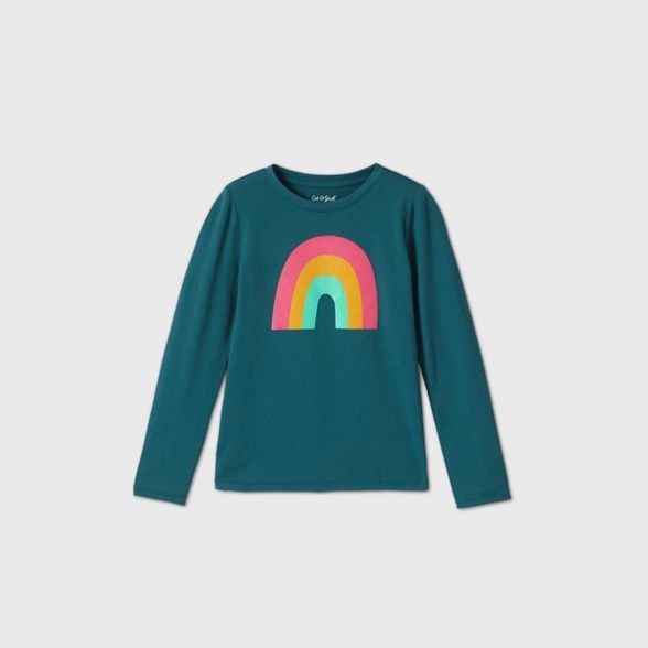 Girls' Long Sleeve Rainbow Graphic T-Shirt - Cat & Jack™ Blue | Target
