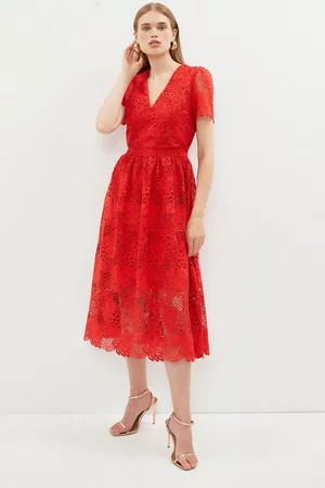 Premium V Neck Midi Dress In Lace | Coast UK & IE