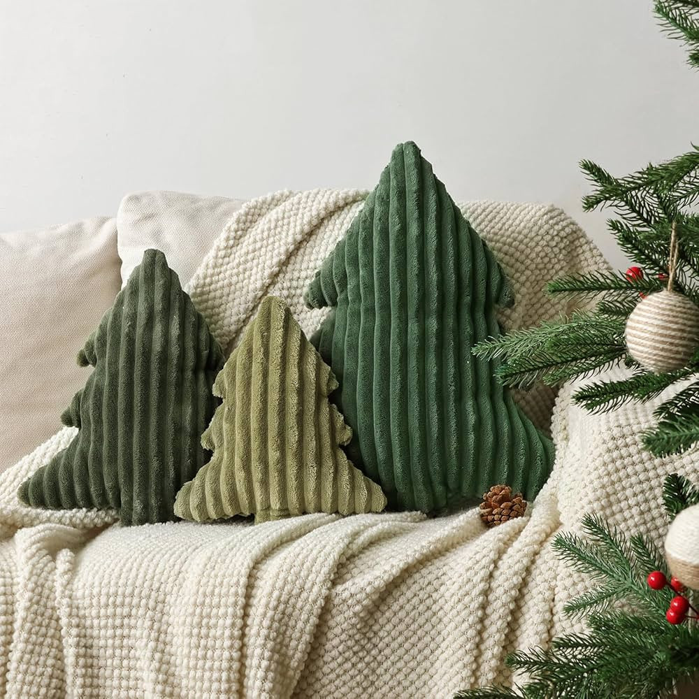 Christmas Decorations Plush Throw Pillows: Christmas Tree Shape Throw Pillow, Stuffed Xmas Winter... | Amazon (US)
