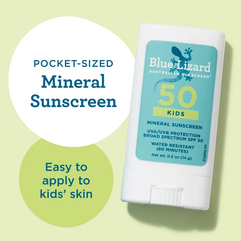 Blue Lizard Kids Mineral SPF 50 Sunscreen Stick, Zinc Oxide, 0.5 oz | Walmart (US)