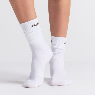 SKIMS Ribbed Crew Logo Sock 3-Pack | White | 6+ | SKIMS Socks | SKIMS (US)