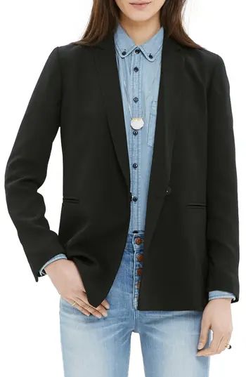 Women's Madewell 'Lycee' Drapey Blazer, Size 00 - Black | Nordstrom