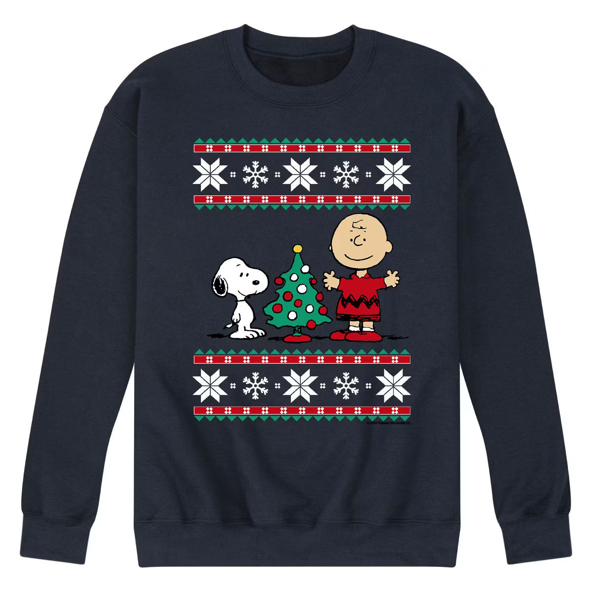 Men's - Peanuts - Snoopy And Charlie Ugly Christmas Sweater Graphic Fleece Sweatshirt | Target