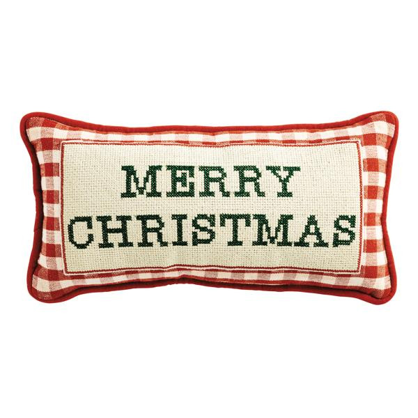 Needle Point Merry Christmas Pillow | Mud Pie
