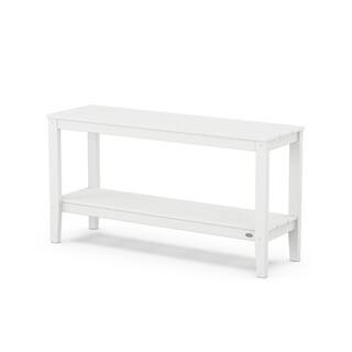 Newport Rectangular White Plastic Outdoor Console Table | The Home Depot