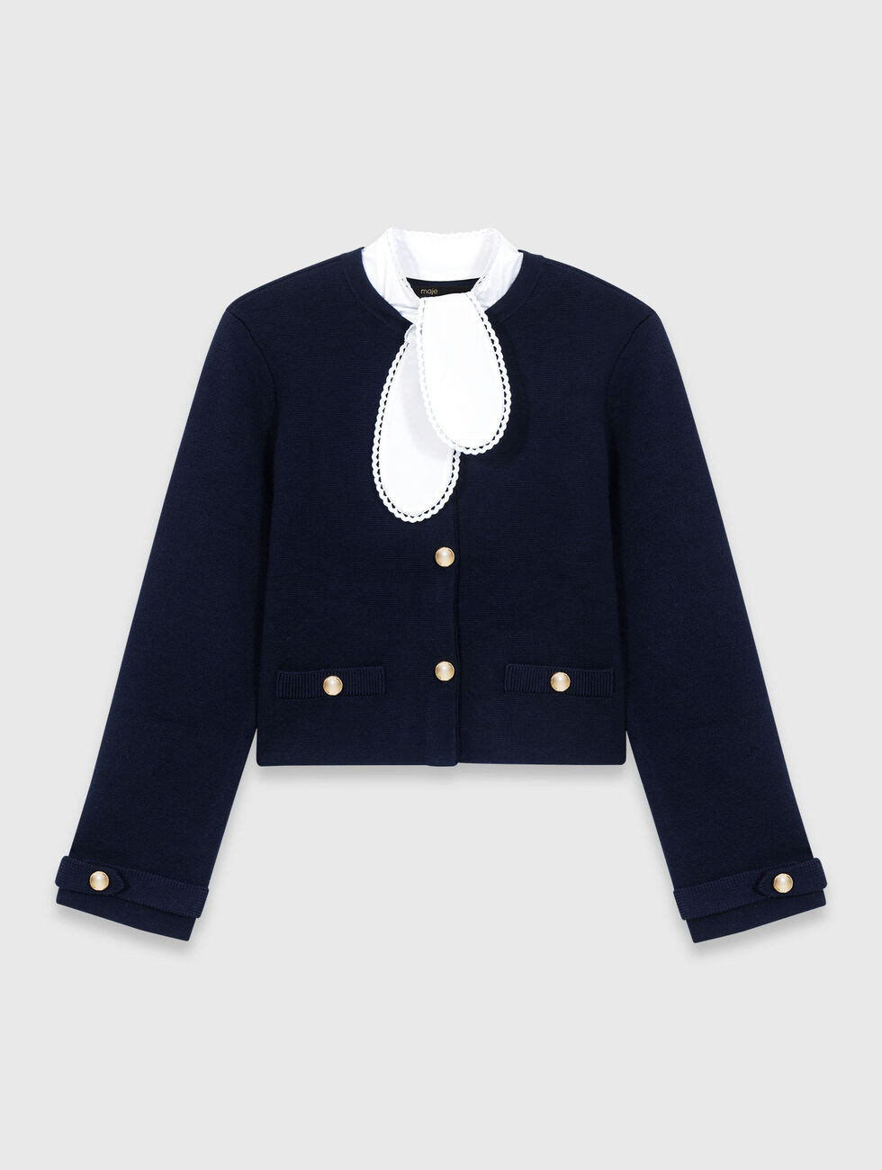 Detachable embroidered collar cardi Blue for Women | Maje | Maje EU
