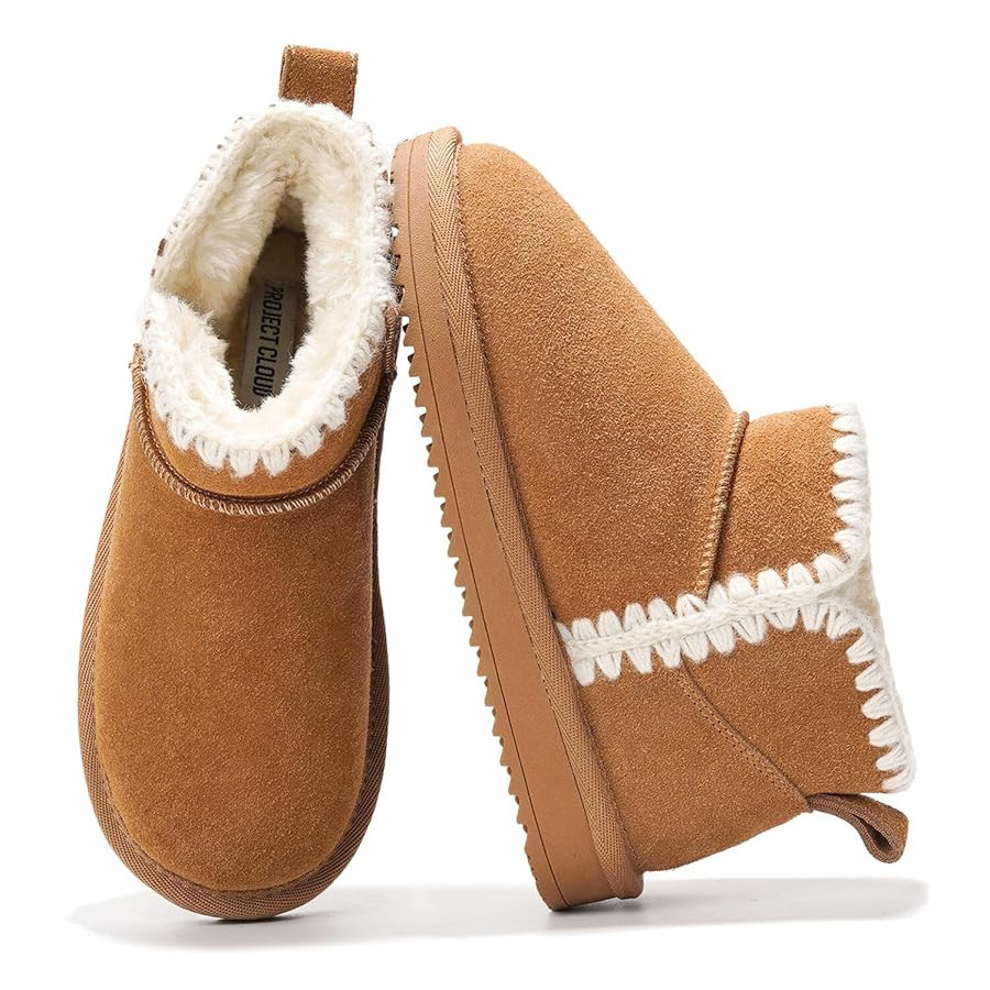 Project Cloud Genuine Leather Girls Boots – Lightweight & Cozy Fur Ankle Boots with Memory Foam... | Amazon (US)