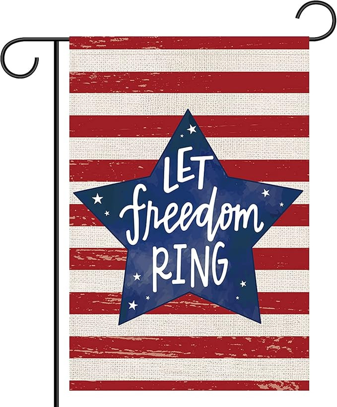 Fourth of July Decoration Burlap Garden Flag, 12x18 Inch Patriotic Welcome Flag, 4th of July Bann... | Amazon (US)