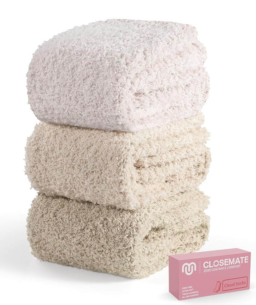CLOSEMATE Warm & Cozy Fuzzy Socks Gifts for Women Soft Coral Fluffy Sleeping Slipper Cloud Socks ... | Amazon (CA)