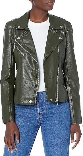 [BLANKNYC] Womens Luxury Clothing Semi Fitted Vegan Leather Motorcycle Jacket | Amazon (US)