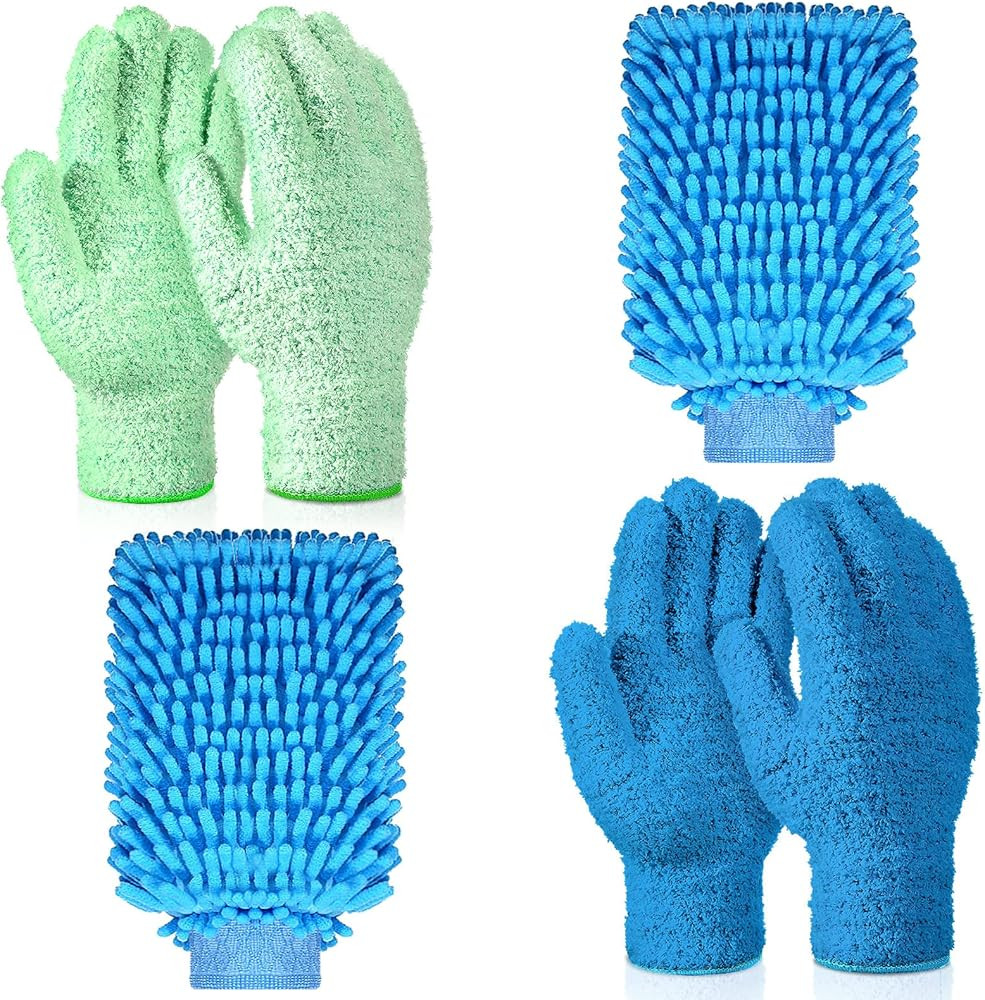 6 Pcs Microfiber Dusting Mitt Gloves for Plants Washable Dusting Gloves for House Cleaning Furnit... | Amazon (US)