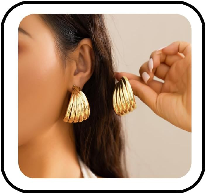 Chunky Gold Circle Statement Earring for Women 14K Gold Plated Exaggerated Thick Hoop Earrings La... | Amazon (US)