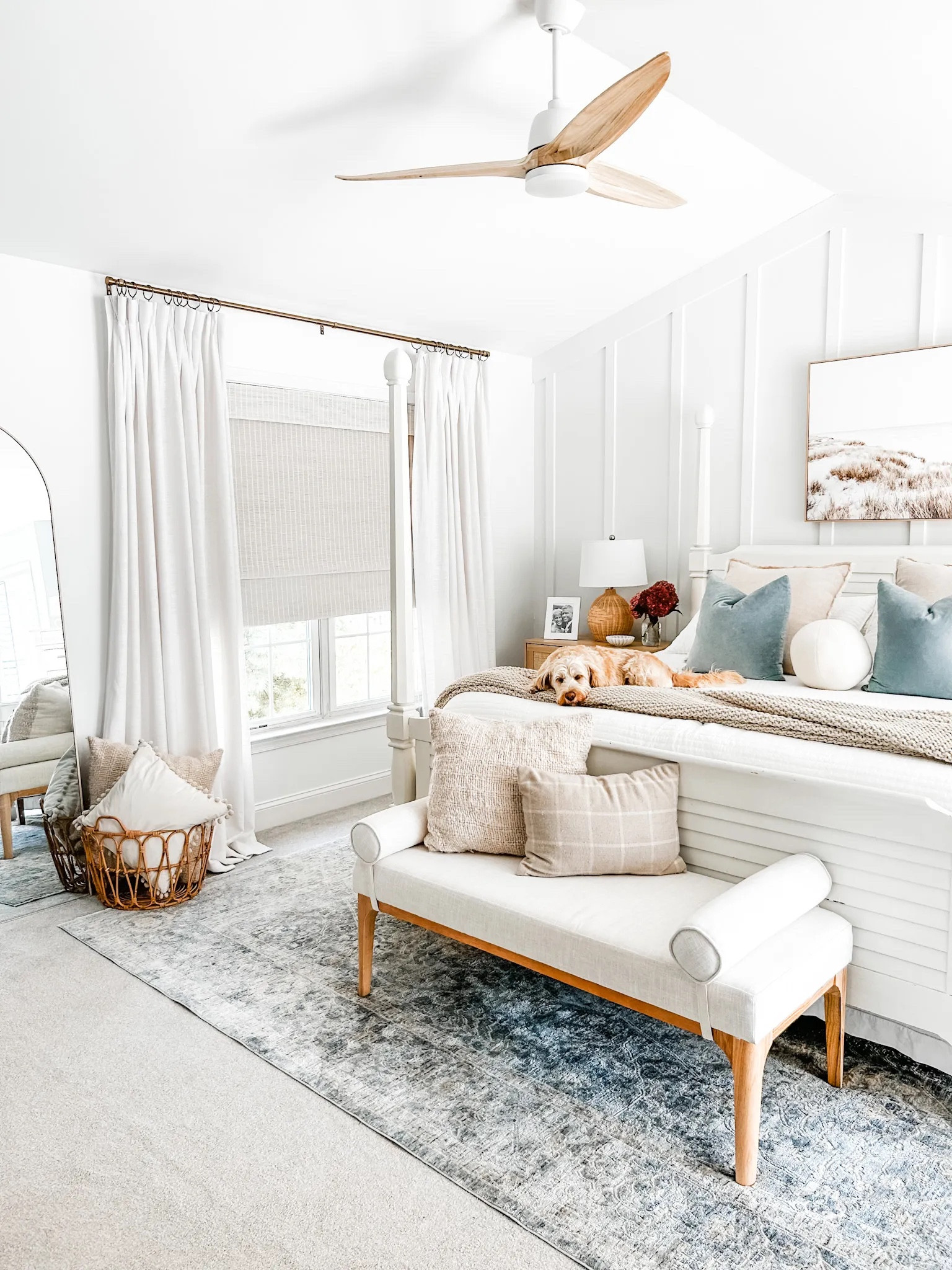 Loving our bedroom refresh!

Bedroom decor, neutral bedroom, neutral bedding.
Amazon viral pinch pleat curtains, woven Roman shade, bamboo shade, end of bed bench, Studio McGee bench, natural ceiling fan, 3 blade ceiling fan with light, light wood ceiling fan, natural night stand, rattan night stand, oversized quilt, Pottery Barn dupe bedding, end of bed blanket, natural throw blanket, chunky knit throw blanket, velvet throw pillows, down feathered pillow inserts, gold curtain rod, curtain clip rings. Room darkening curtains, round pillow, sleeping pillow, arched floor length mirror, soft sheets.

#amazon #target #bedroom

#LTKfindsunder100 #LTKhome #LTKstyletip