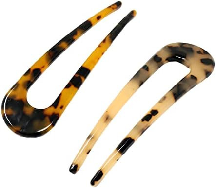 yueton 2PCS U Shaped Vintage Acetate Hair Sticks Tortoiseshell Hair Chopsticks Leopard Print Hair... | Amazon (US)
