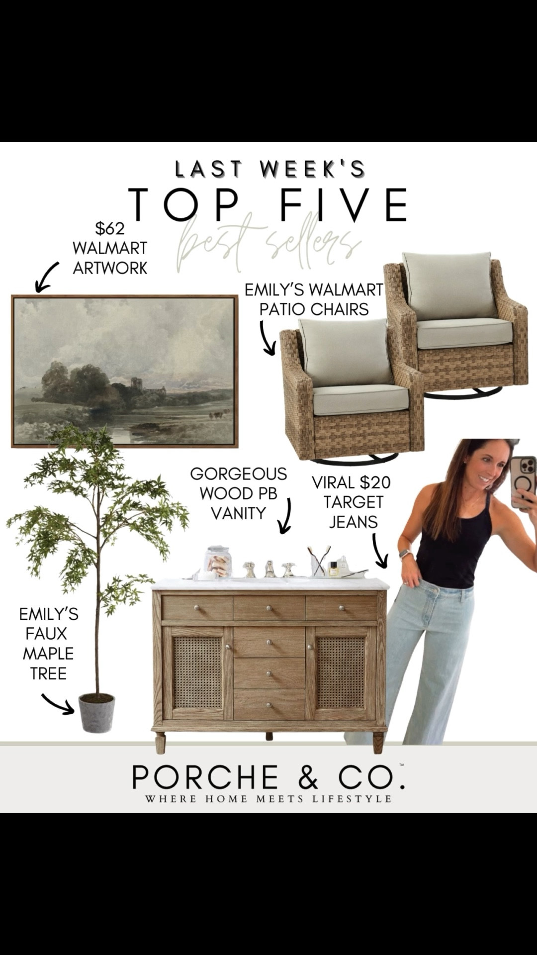 ✨Last Week’s Top 5 Best Sellers✨
So many fun (and practical!) finds topped the list this week—here’s what you loved most:

🕯️ Amazon Candle Holder & Match Striker – Functional + adorable, a styling piece that works in any room.
👖 Viral $20 Target Jeans – These are still going strong… the most flattering jeans at an unbeatable price.
🌿 Emily’s Landing Rug – A vintage-inspired rug that instantly adds warmth and character.
🍽️ Emily’s Dining Chair – Chic, comfortable, and versatile—perfect for everyday use or hosting.
🪑 Walmart Front Porch Chair Set – An outdoor best seller again and again… durable, cozy, and a crazy good price for the set.

Tap to shop and bring these favorites home ✨
#porcheandco #LTKhome #amazonhome #targetstyle #bestfinds #cozyhome #homedecorideas #LTKunder50 #frontporchdecor


#LTKHome #LTKSaleAlert #LTKStyleTip