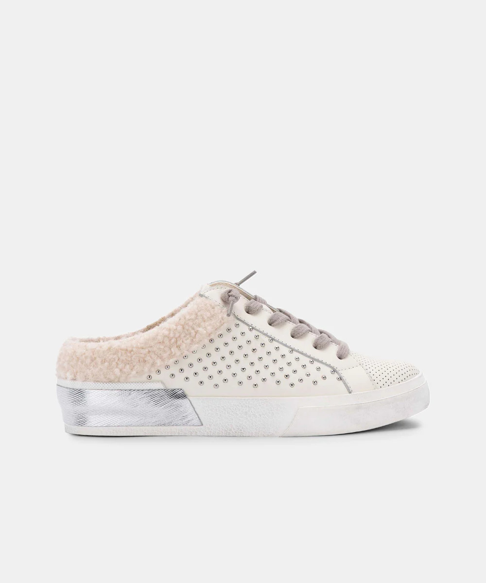 ZETA PLUSH SNEAKERS IN WHITE STUDDED LEATHER | DolceVita.com