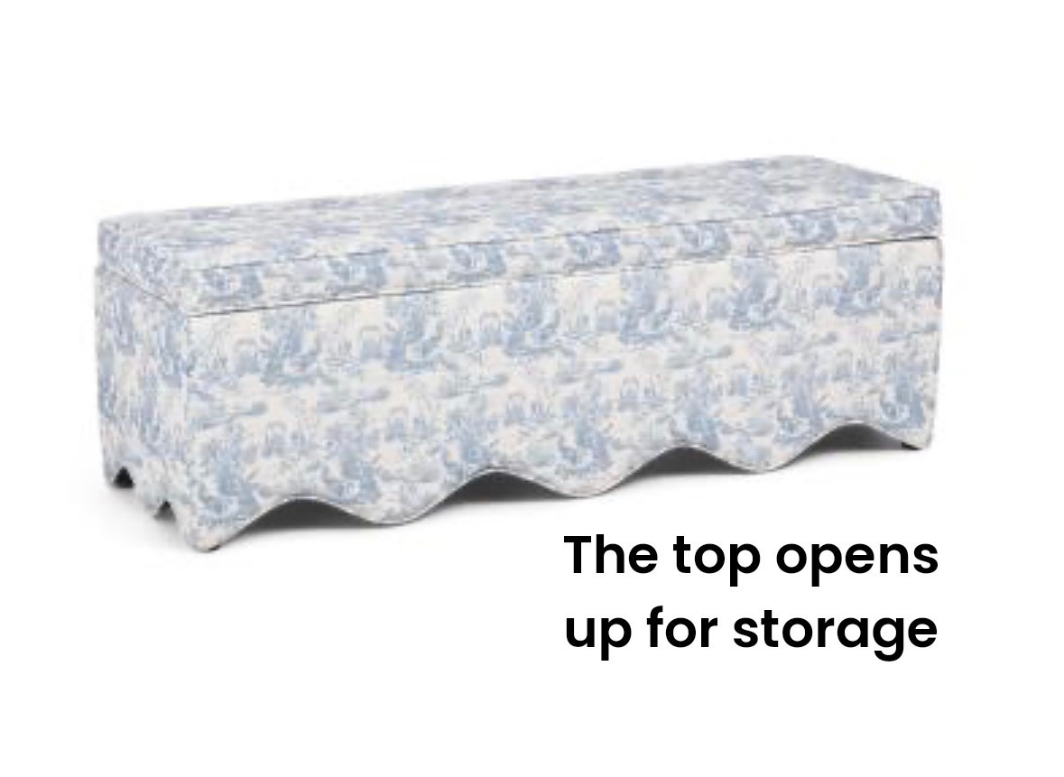 This designer toile storage bench is so pretty. Love the scallop detail.

#LTKHome #LTKSeasonal #LTKSaleAlert