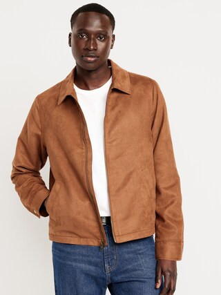 Faux-Suede Harrington Zip Jacket | Old Navy (US)