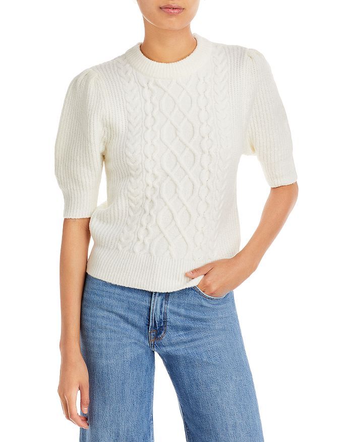 AQUA Elbow Puff Sleeve Cable Knit Sweater - 100% Exclusive Back to Results -  Women - Bloomingdal... | Bloomingdale's (US)