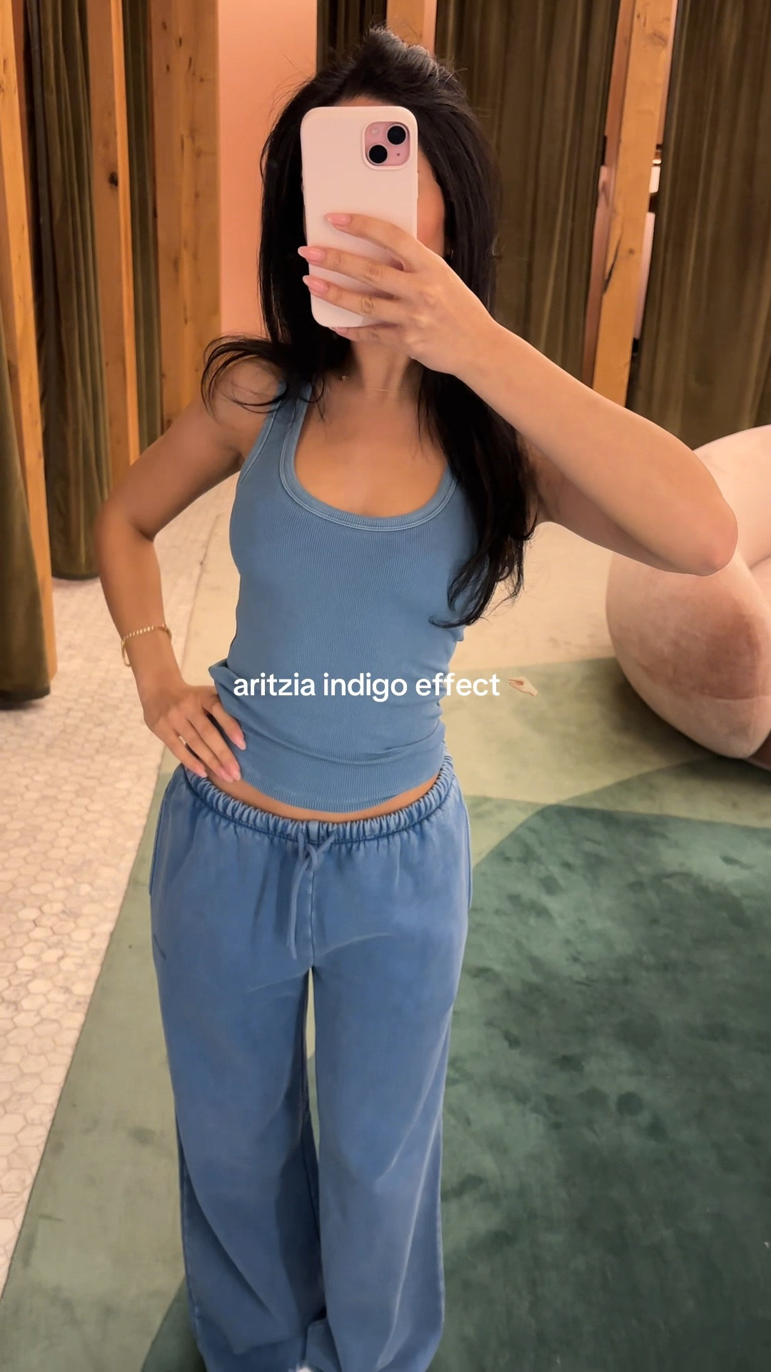 Aritzia dropped a new ‘indigo effect’ collection and I’m obsessed with all 3 washes #aritzia #sweatfleece #summer