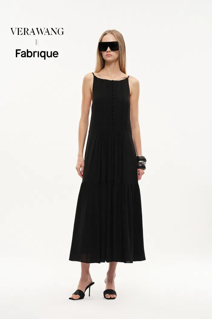 Obélisque Pleated Slip Dress in Matte Crepe | Fabrique