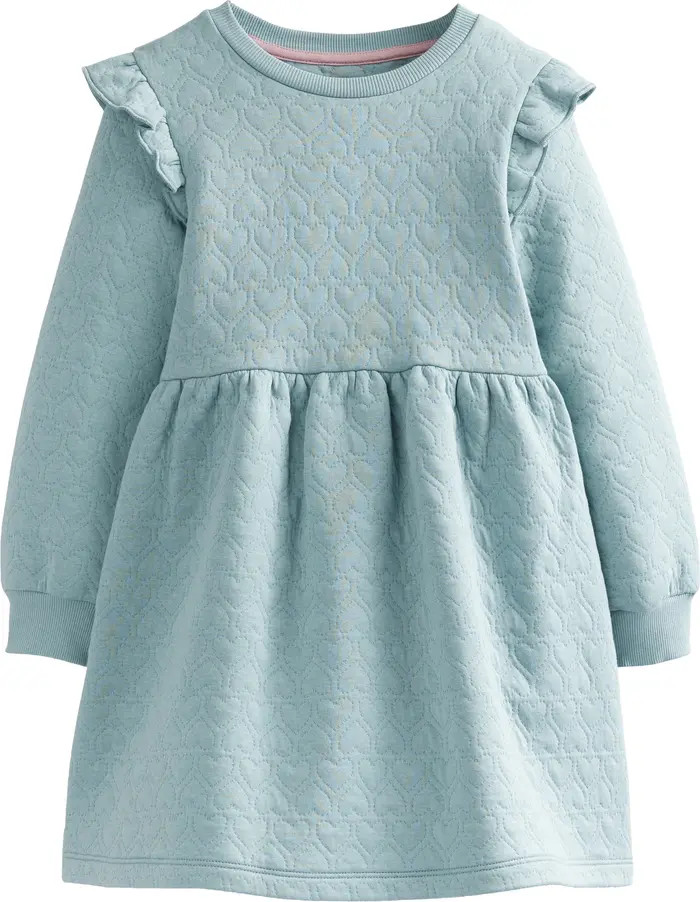 Mini Boden Kids' Ruffle Long Sleeve Quilted Cotton Dress | Nordstrom | Nordstrom