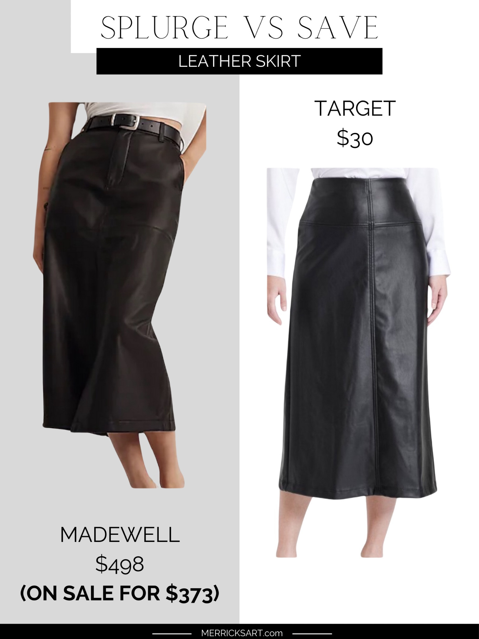 Splurge vs save leather skirt @madewell + @target 

#LTKStyleTip #LTKSeasonal