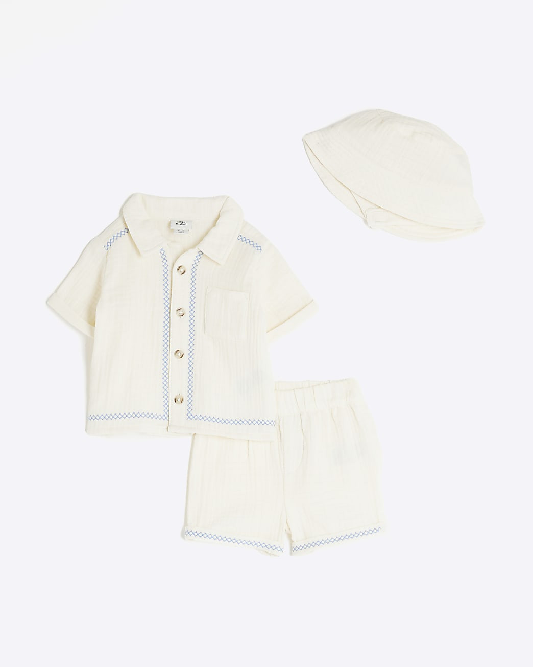 Baby Boys Cream Cheesecloth Shirt Set | River Island UK & IE