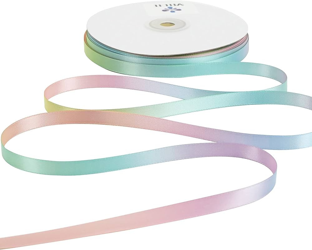 MEEDEE Pastel Rainbow Satin Ribbon - 3/8 inch Craft Gift Wrapping Wedding Pride Party Birthday Pa... | Amazon (US)
