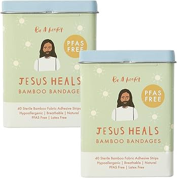 Be A Heart Original Jesus Heals Bandages/PFAS Free/Latex Free / 2 Tins (90 Bandages) | Amazon (US)